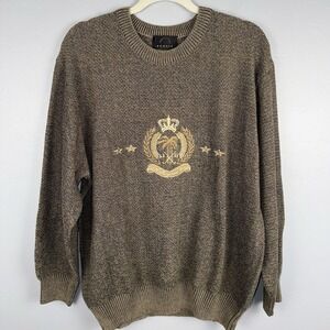 Vintage Bogner Sweater With Crest Men's Large Crewneck Cotton Blend *READ